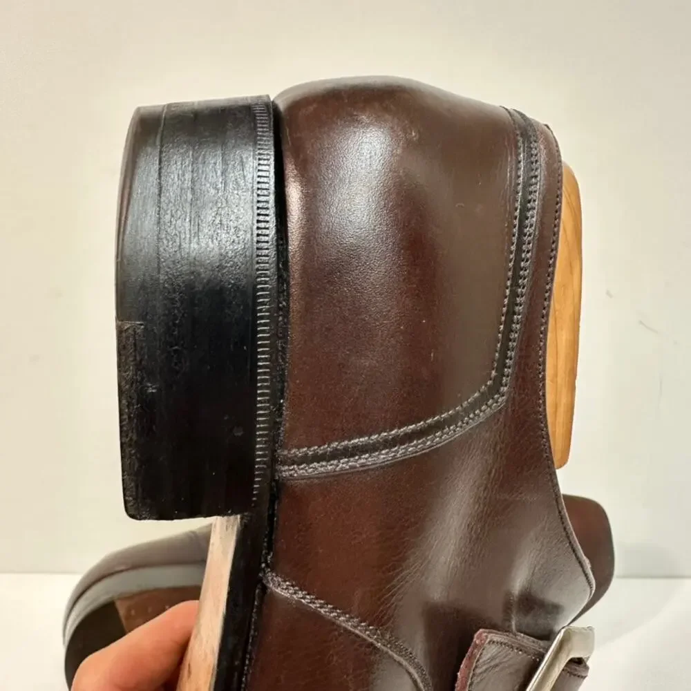 EUC J.M. Weston Beauborg Single Monk Strap Cap Toe Derby France UK 6.5 US 7.5
